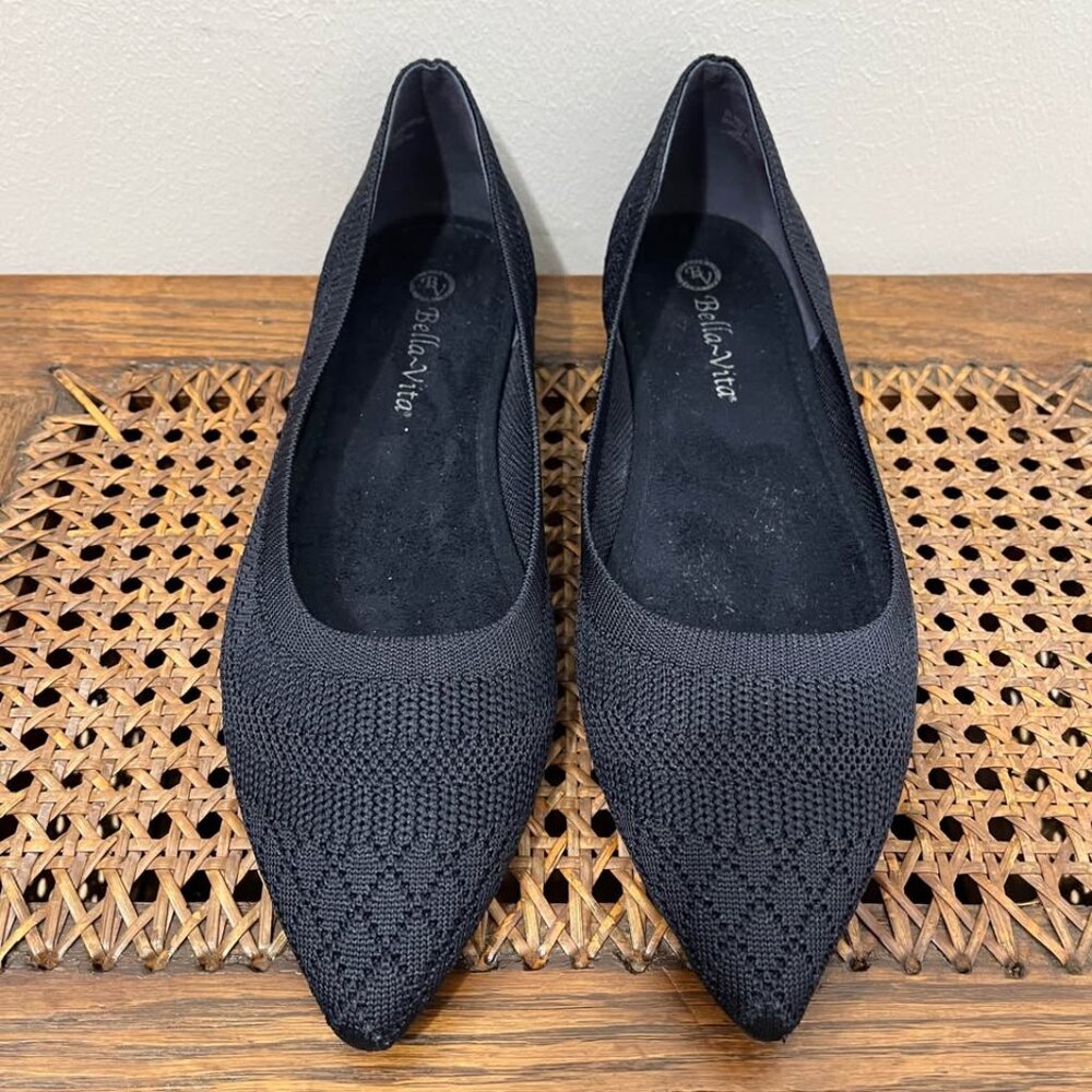 Size 9.5 Bella Vita Navy Pointed Toe Knit Luxe Flat | Dark Academic Whimsigoth